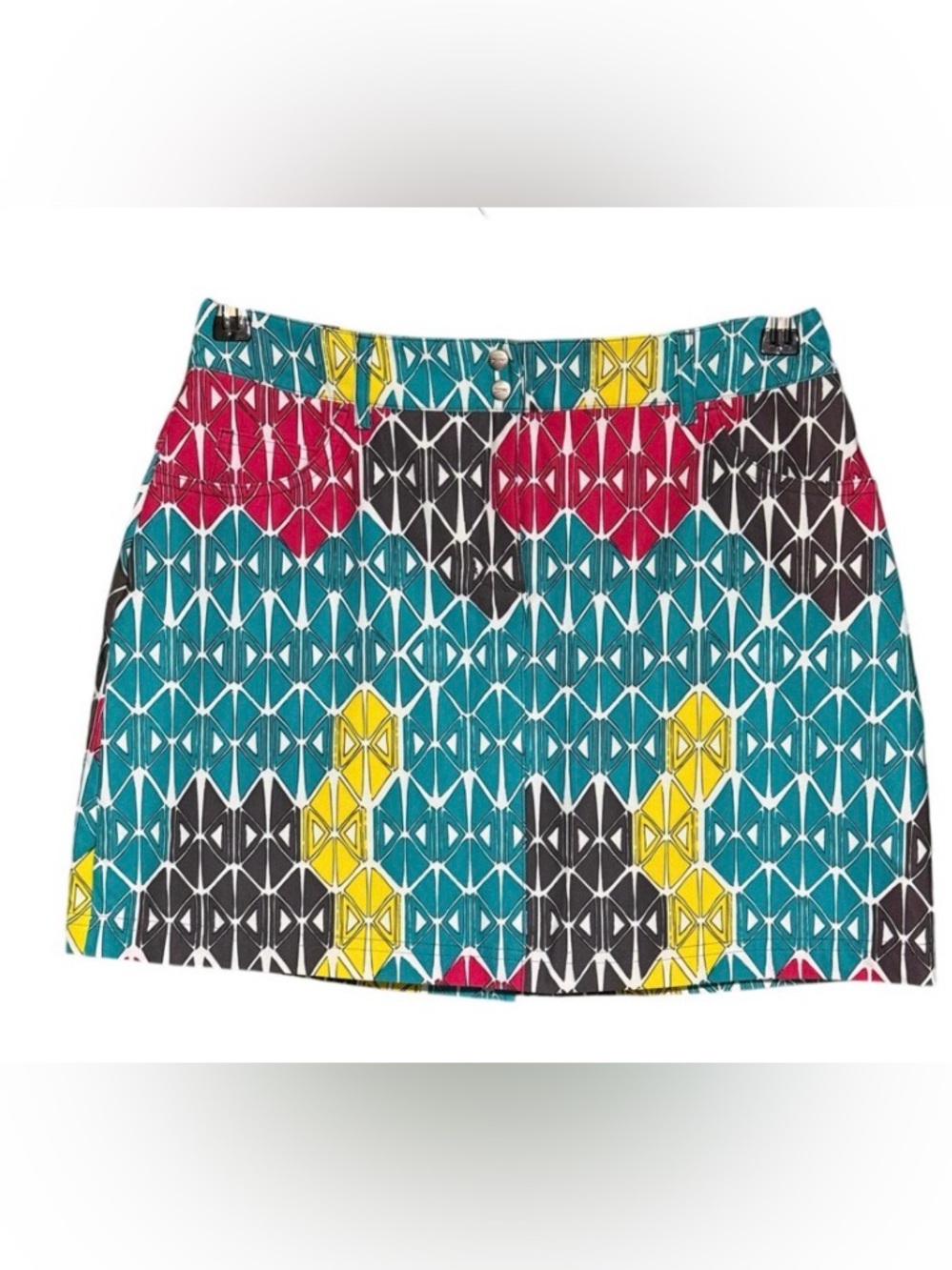 Slazenger Multicolor Geometric Print Golf Skort Teal, Yellow, Pink, Black size 2